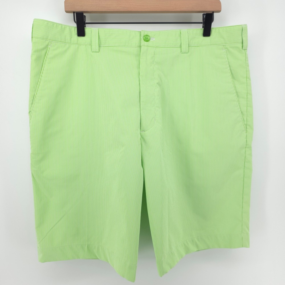 Cutter & Buck Mens Golf Shorts CB DryTec 36 Lime Green Stripe Performance Sport